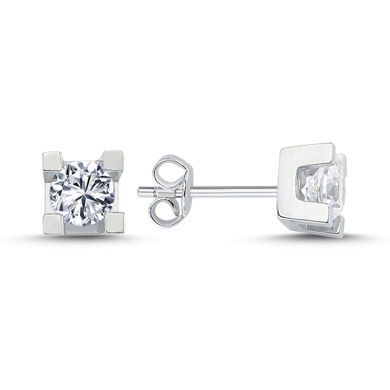 Nicole Manson Classic White Gold Stud Earrings Lab Grown Diamonds