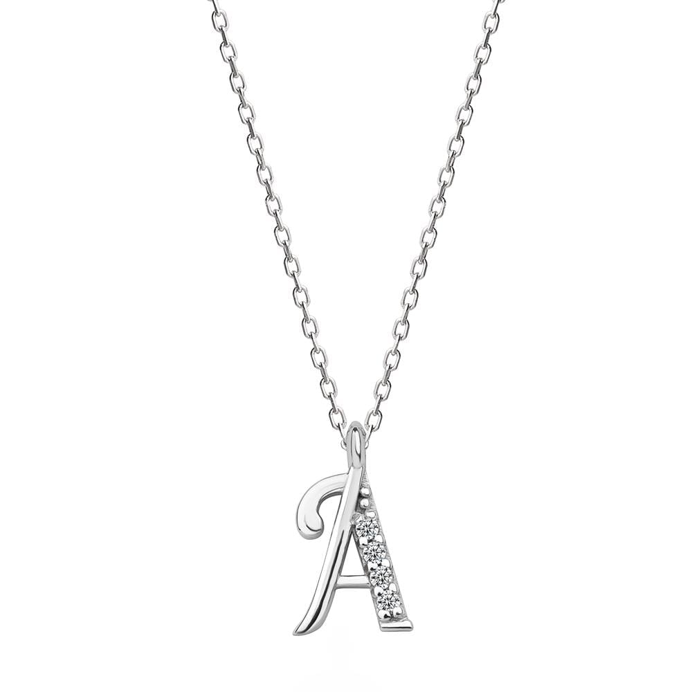 Nicole Manson White Gold Letter Pendant Necklace Lab Grown Diamonds