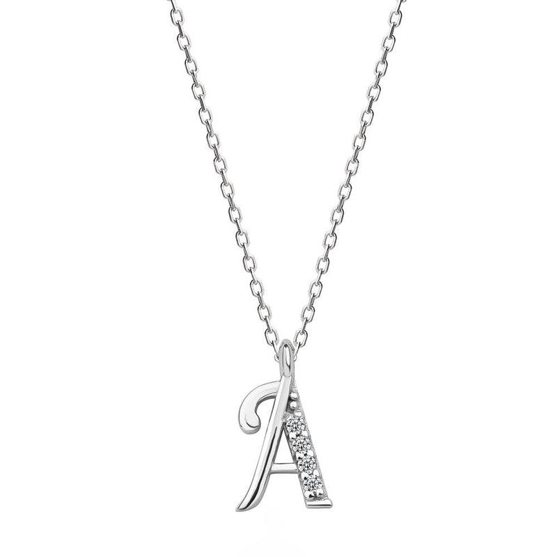 Nicole Manson White Gold Letter Pendant Necklace Lab Grown Diamonds