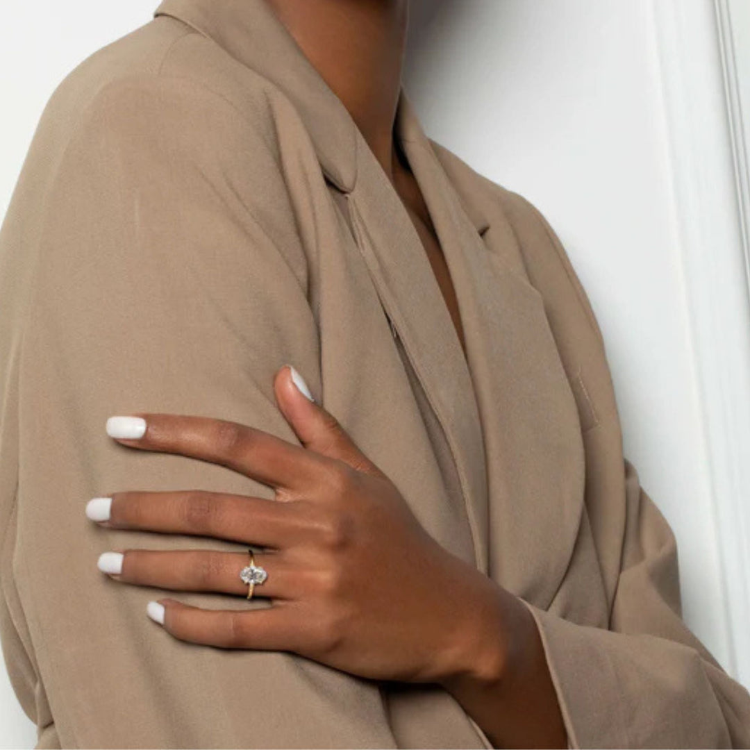 Nicole Manson 1005 Solitaire Ring Oval Lab Grown Diamond Gold