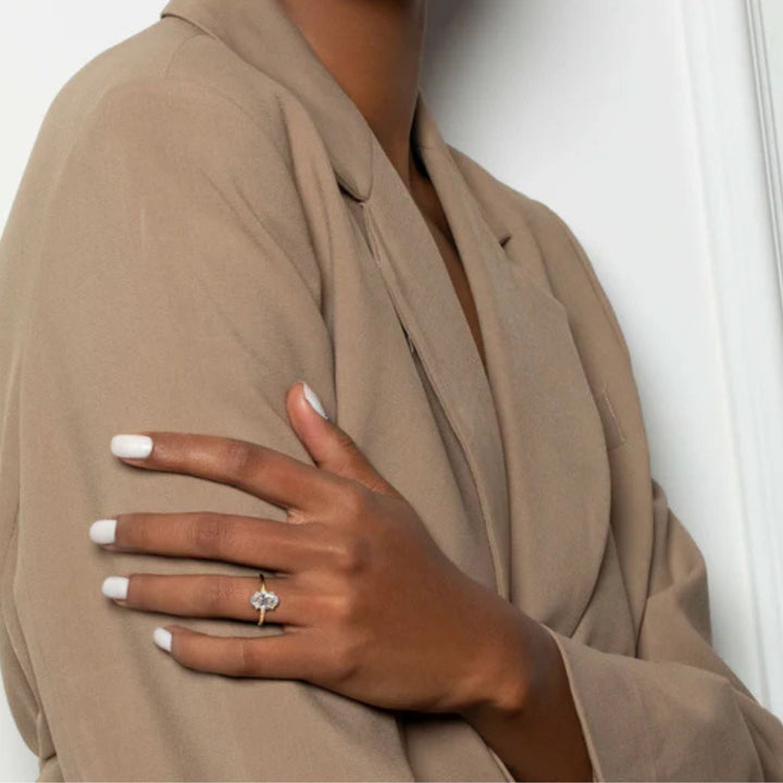 Nicole Manson 1005 Solitaire Ring Oval Lab Grown Diamond Gold