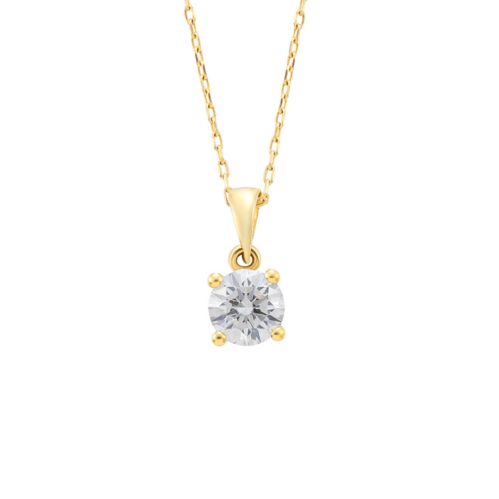 Nicole Manson Diamant-Anhänger-Halskette, 0,5 ct bis 3,00 ct, 585 Gold, 4-Krappen-Fassung