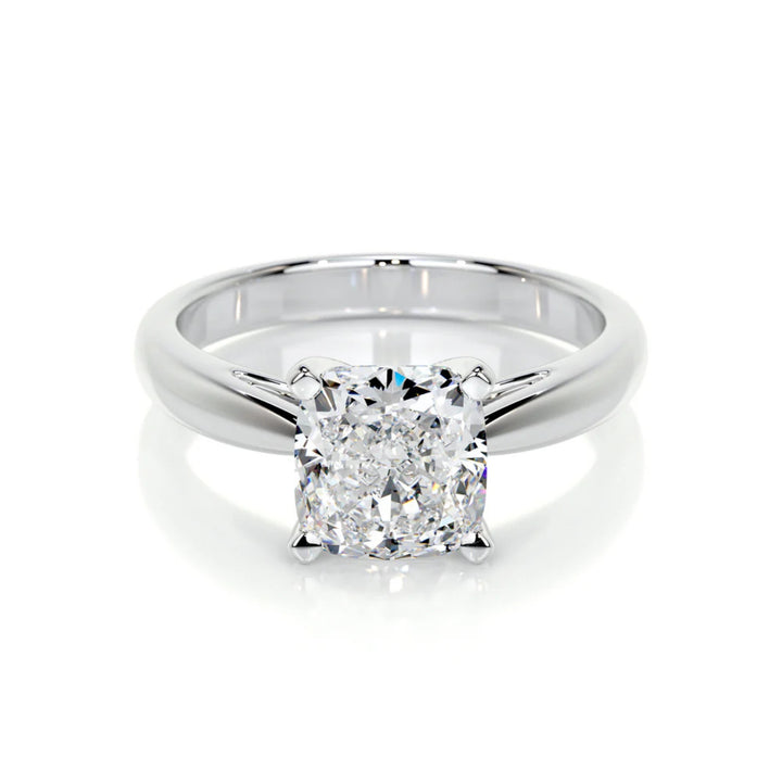 Nicole Manson 1008 Solitaire Ring Lab Grown Cushion Diamond White Gold