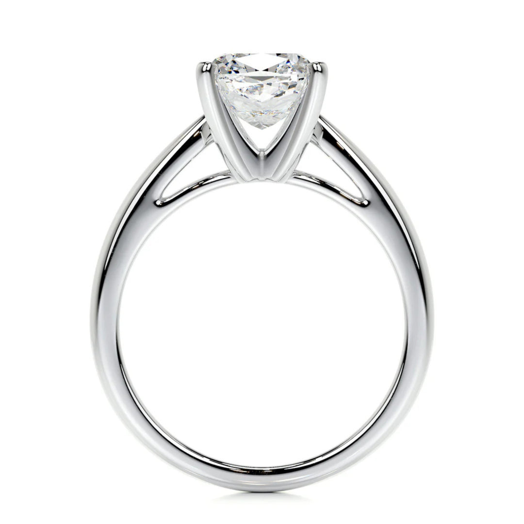 Nicole Manson 1008 Solitaire Ring Lab Grown Cushion Diamond White Gold