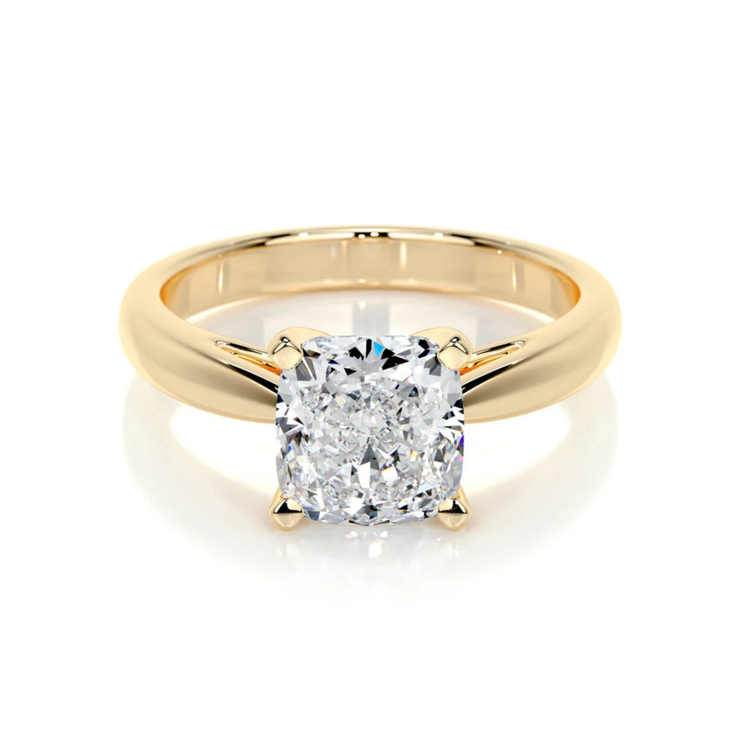 Nicole Manson 1008 Solitaire Ring Lab Grown Cushion Diamond Gold