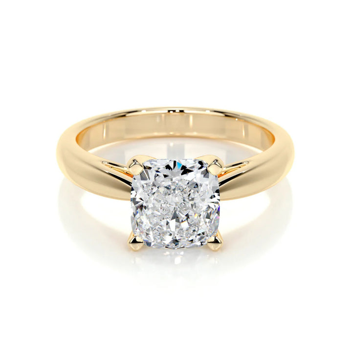 Nicole Manson 1008 Solitaire Ring Lab Grown Cushion Diamond Gold