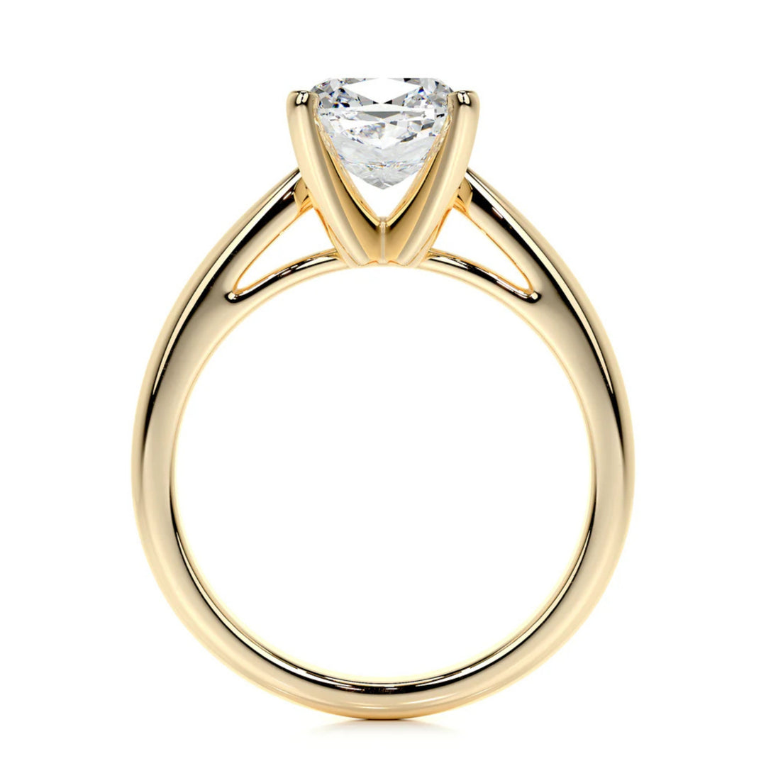 Nicole Manson 1008 Solitaire Ring Lab Grown Cushion Diamond Gold