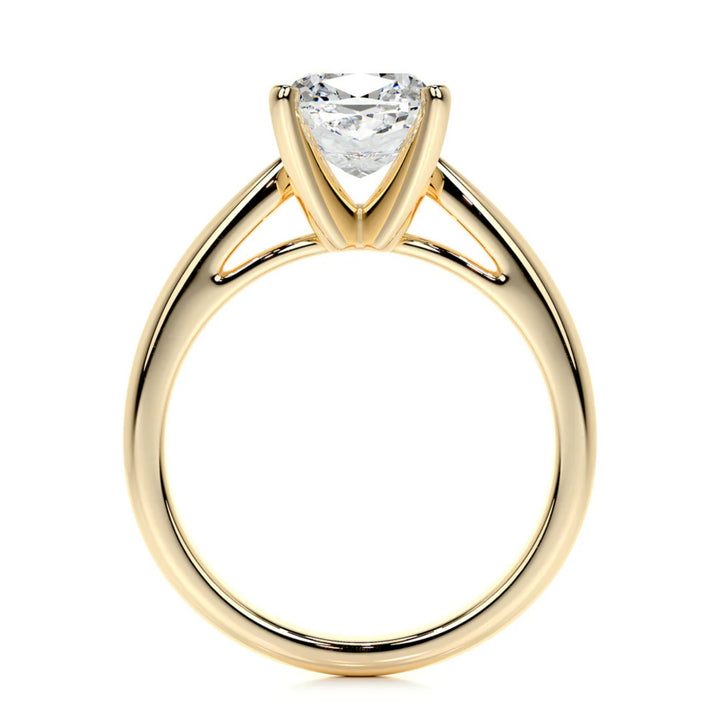 Nicole Manson 1008 Solitaire Ring Lab Grown Cushion Diamond Gold