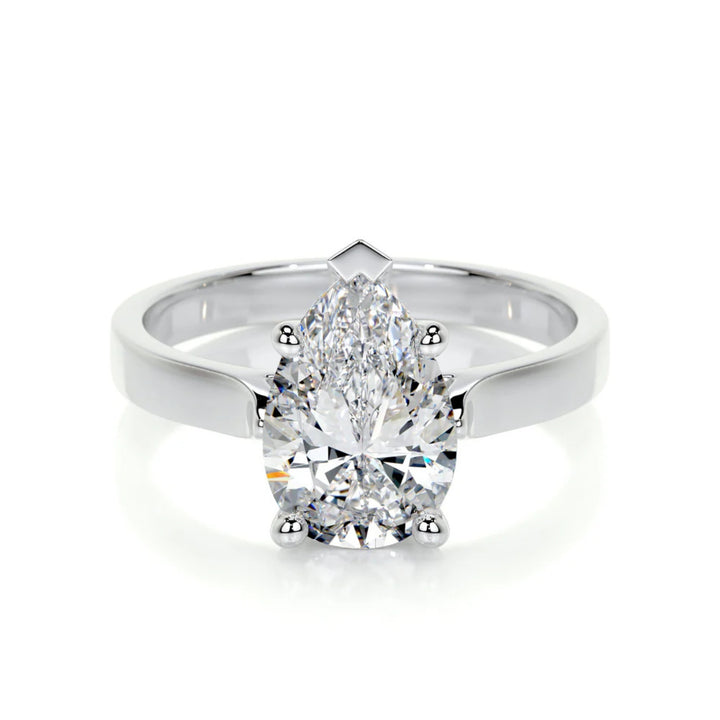 Nicole Manson 1010 Solitaire Ring Lab Grown Pear Diamond White Gold