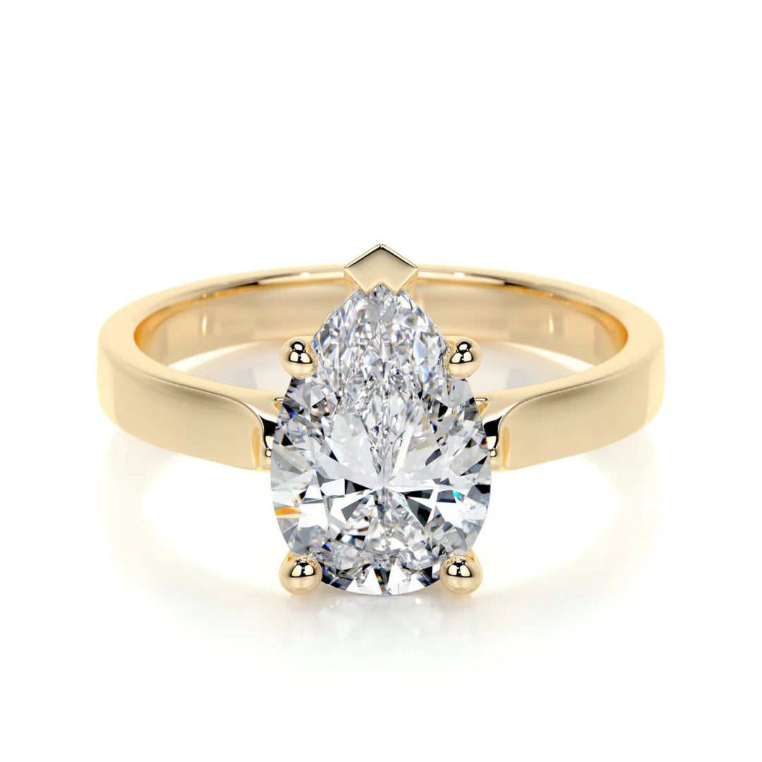 Nicole Manson 1010 Solitaire Ring Lab Grown Pear Diamond Gold
