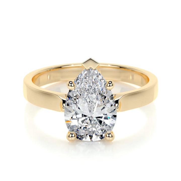 Nicole Manson 1010 Solitaire Ring Lab Grown Pear Diamond Gold