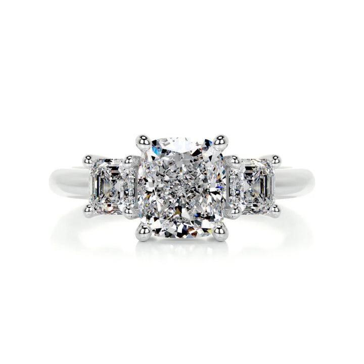 Nicole Manson 1012 Three Stone Ring Cushion Diamond White Gold