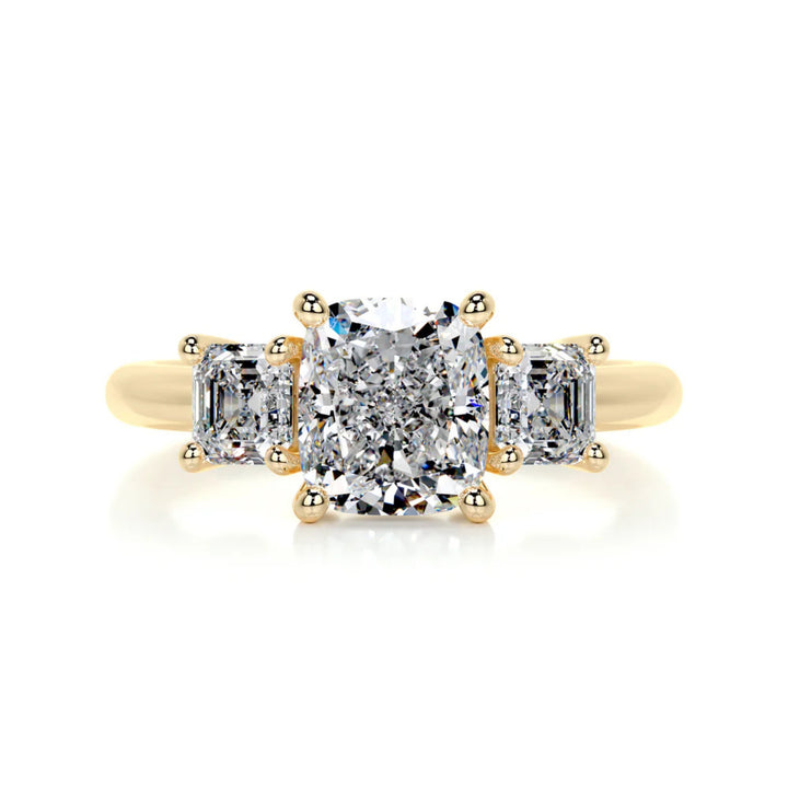 Nicole Manson 1012 Three Stone Ring Cushion Diamond Gold