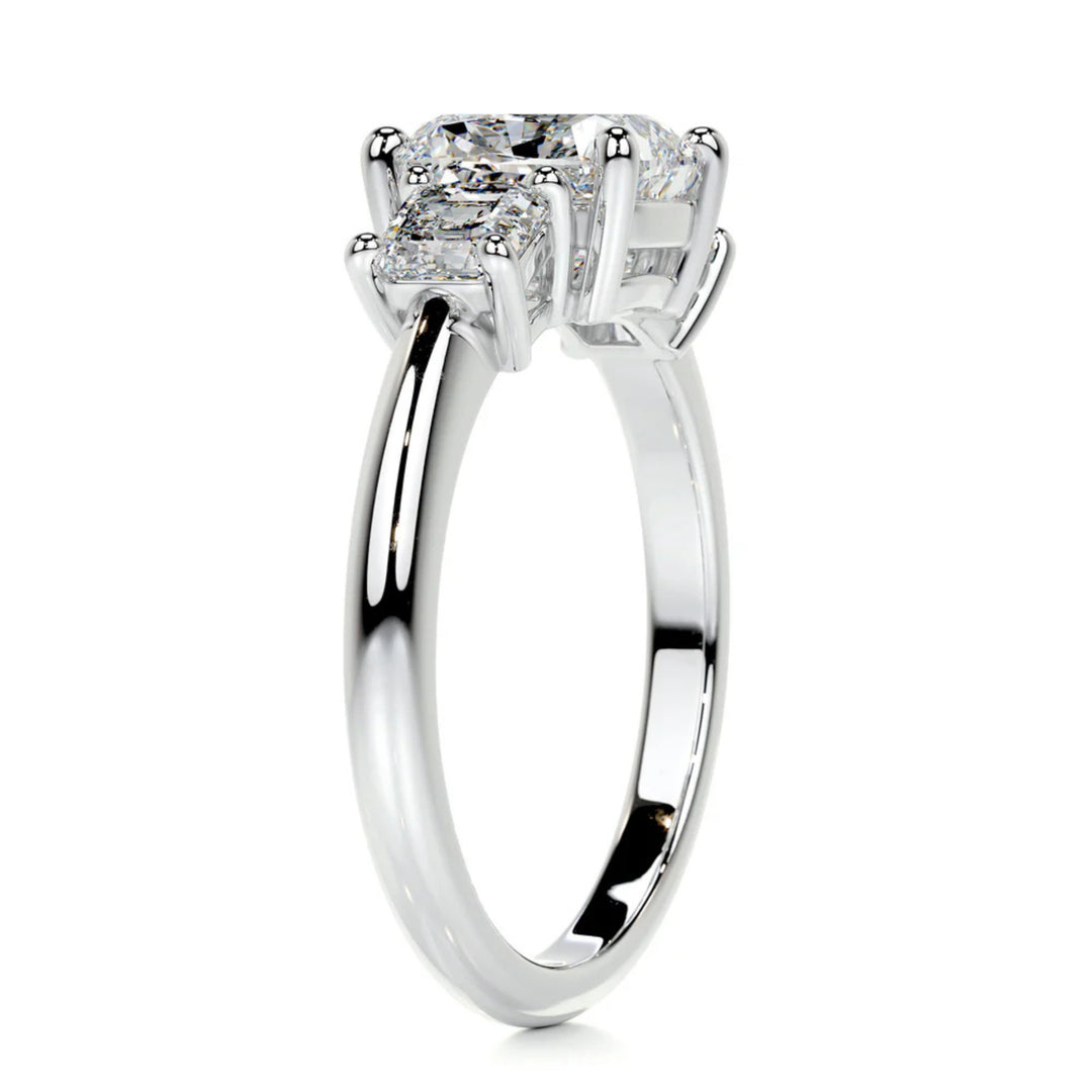 Nicole Manson 1012 Three Stone Ring Cushion Diamond White Gold