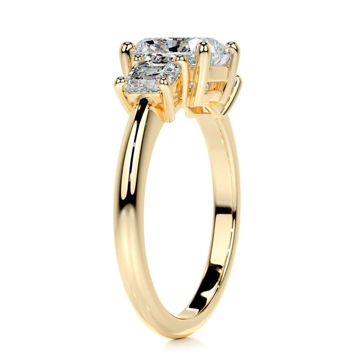Nicole Manson 1012 Three Stone Ring Cushion Diamond Gold