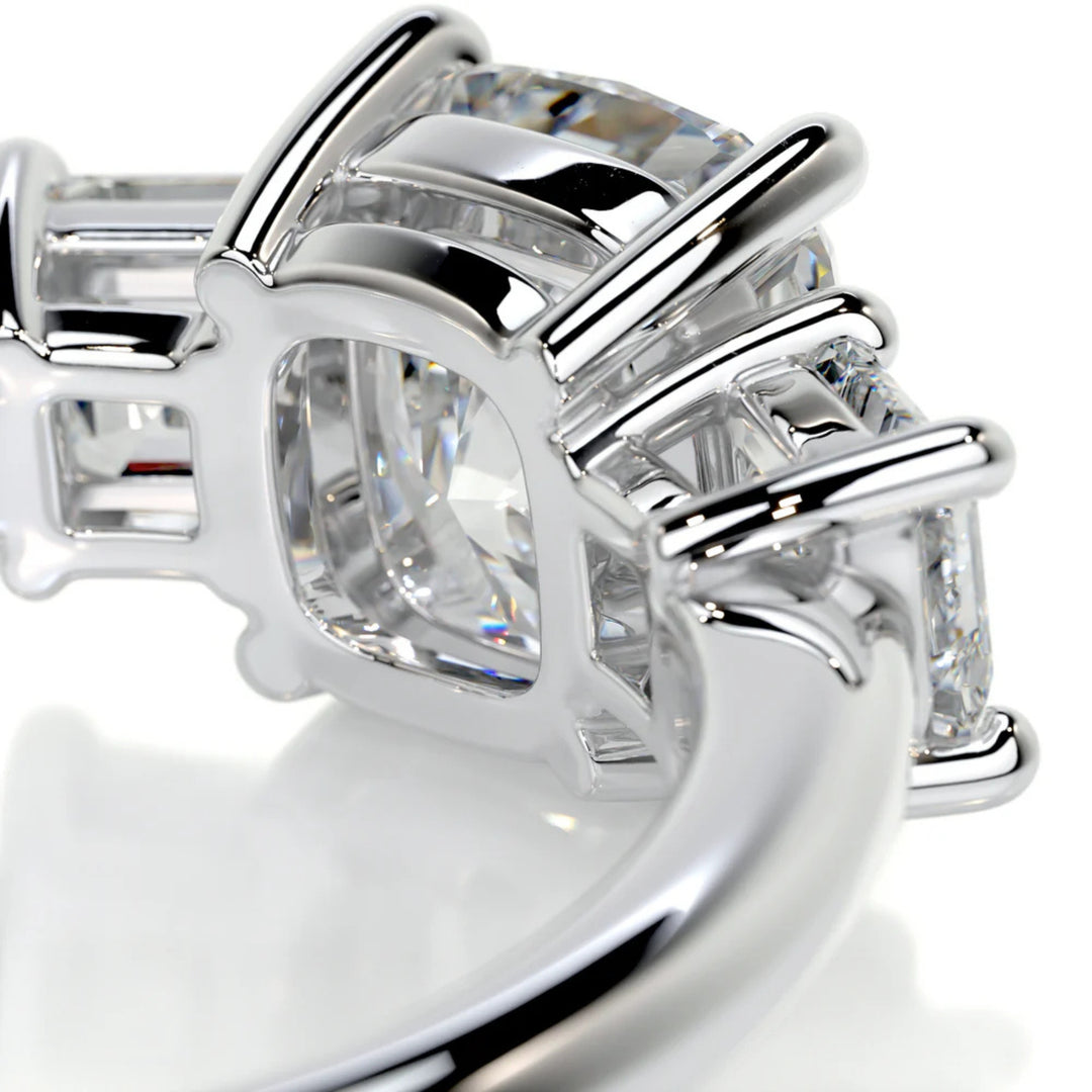Nicole Manson 1012 Three Stone Ring Cushion Diamond White Gold