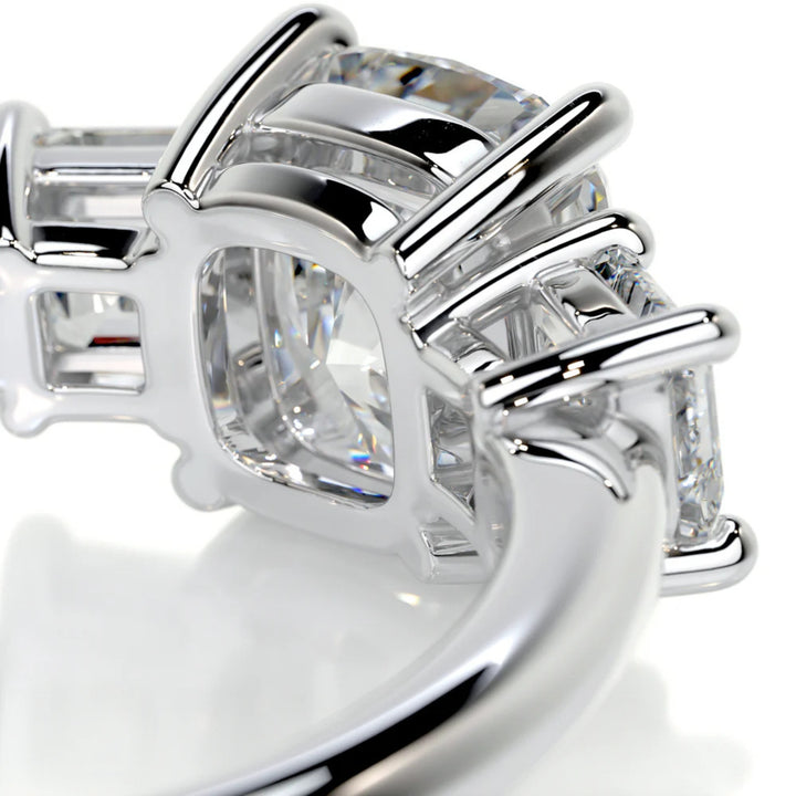 Nicole Manson 1012 Three Stone Ring Cushion Diamond White Gold