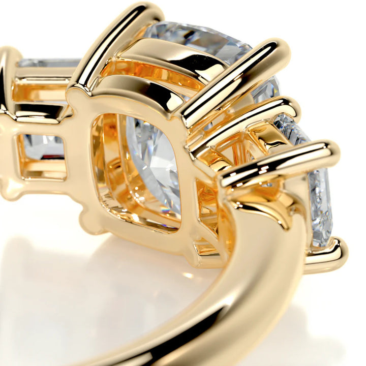 Nicole Manson 1012 Three Stone Ring Cushion Diamond Gold