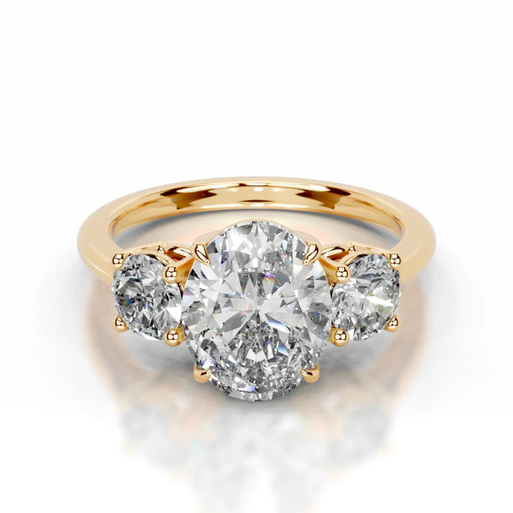 Nicole Manson 1013 Three Stone Ring Oval Diamond Gold