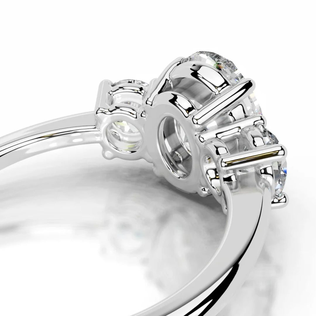 Nicole Manson 1013 Three Stone Ring Oval Diamond White Gold