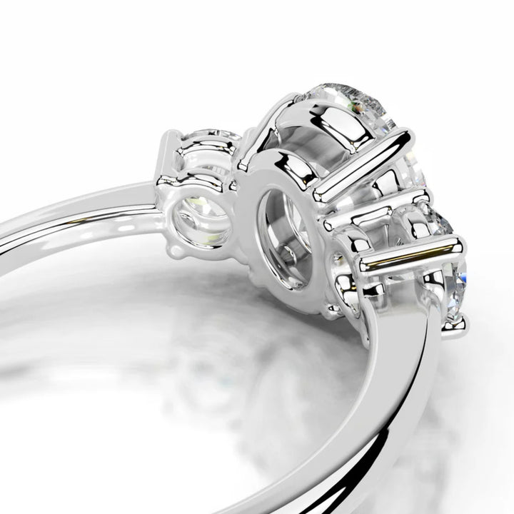 Nicole Manson 1013 Three Stone Ring Oval Diamond White Gold