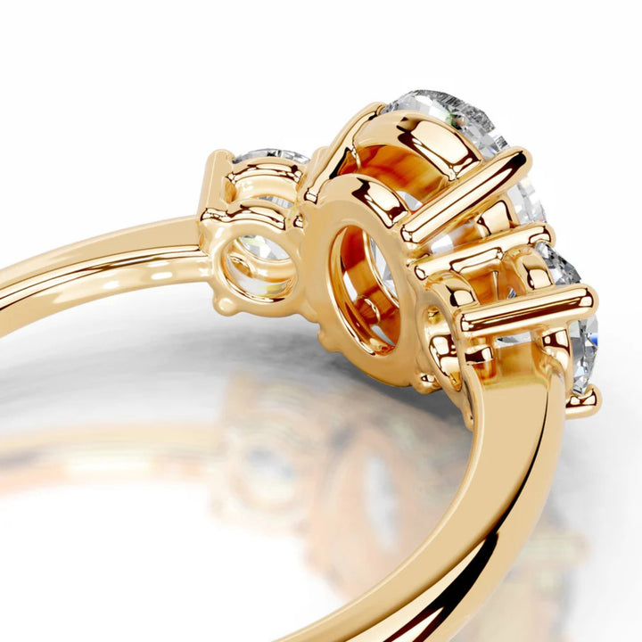 Nicole Manson 1013 Three Stone Ring Oval Diamond Gold