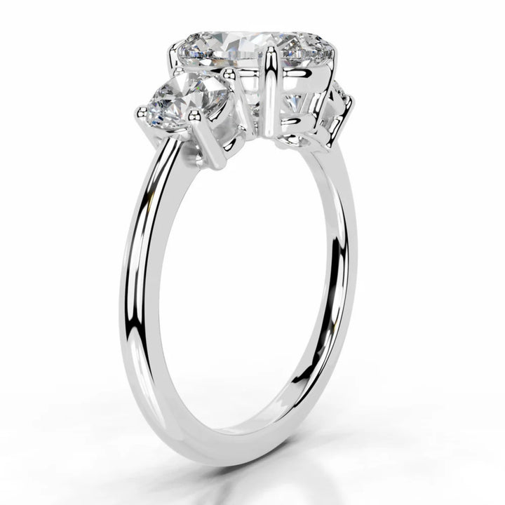 Nicole Manson 1013 Three Stone Ring Oval Diamond White Gold