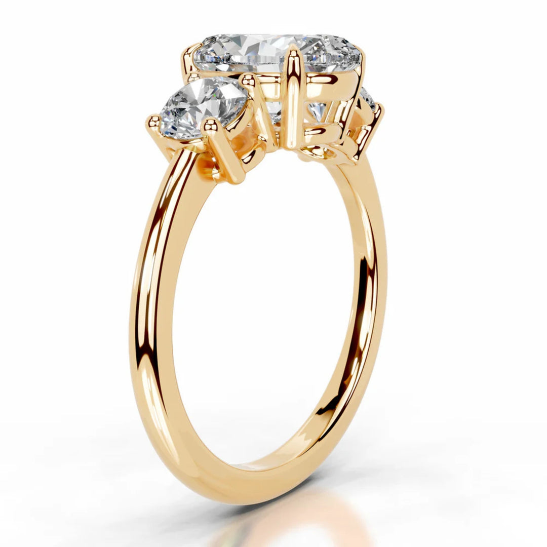 Nicole Manson 1013 Three Stone Ring Oval Diamond Gold