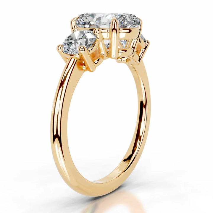 Nicole Manson 1013 Three Stone Ring Oval Diamond Gold