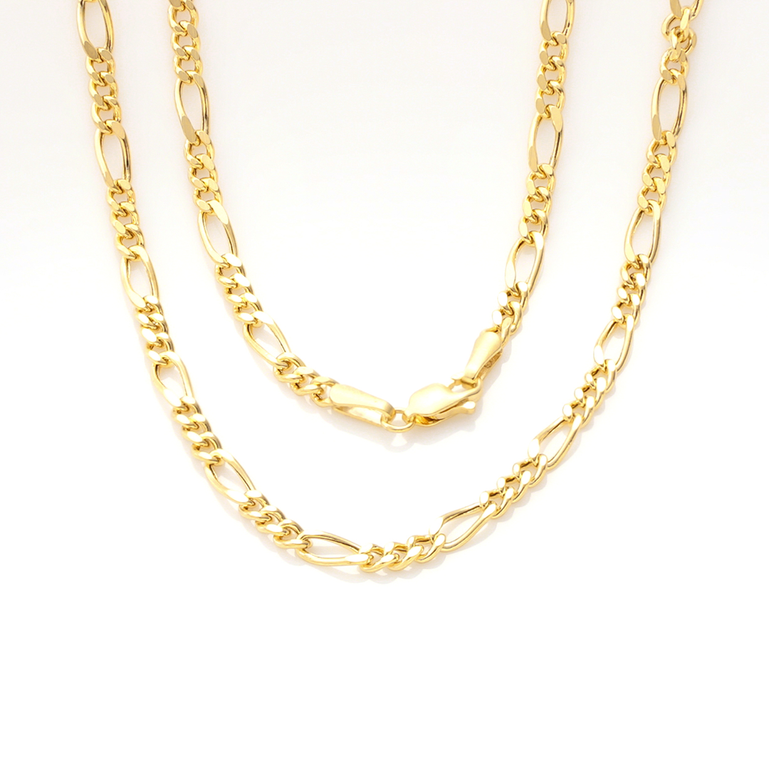 Nicole Manson 585 Gold Necklace Figaro Chain 2.8mm Hollow