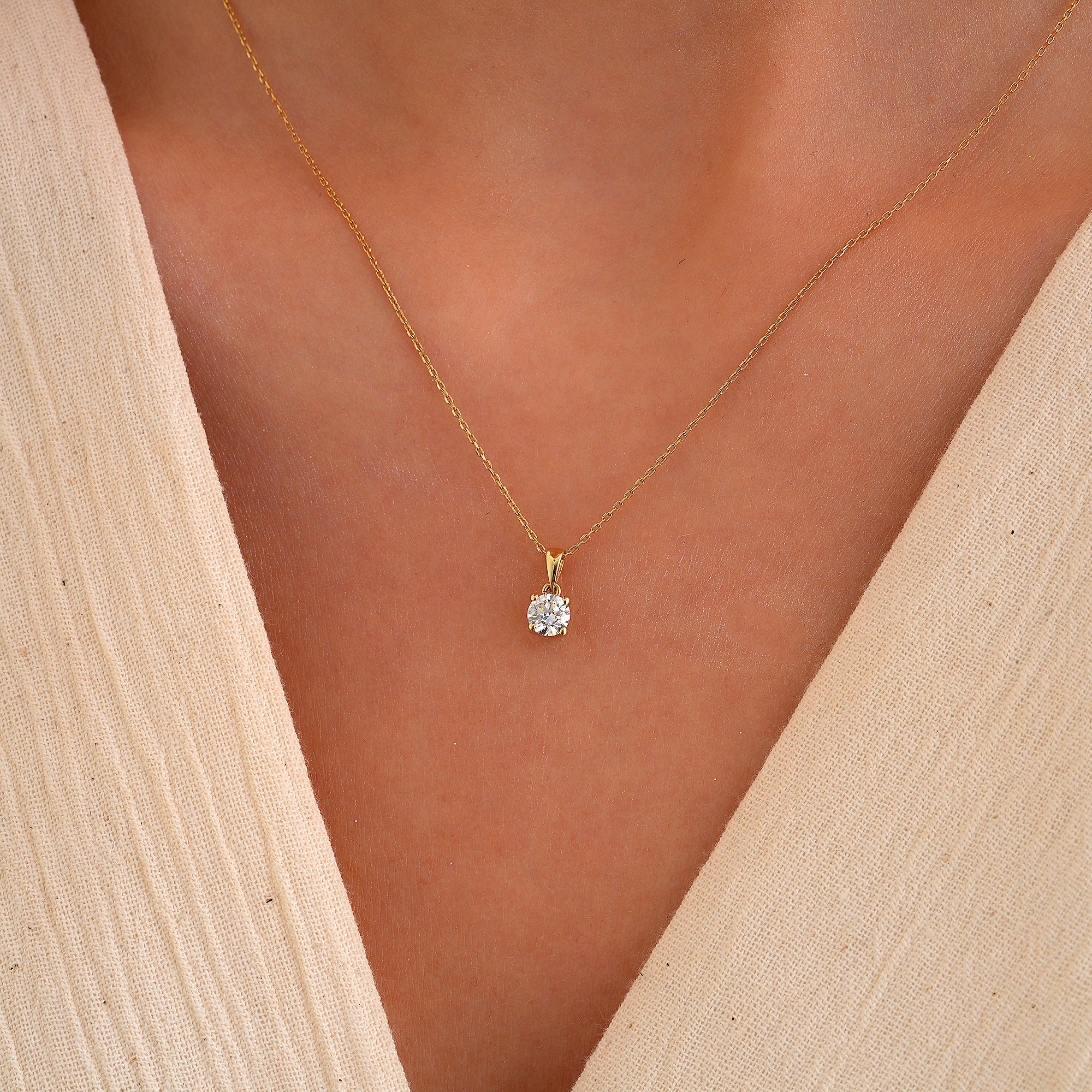 Nicole Manson Diamond Pendant Necklace 0.5ct to 3.00ct 585 Gold 4 Prong Setting 0.5ct